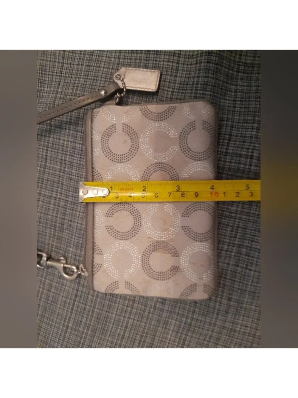 Coach Silver and Gray Signature C Y2K Wristlet